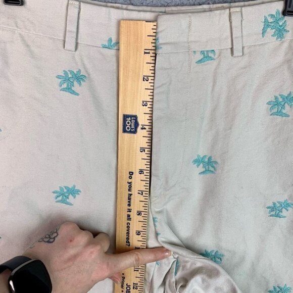 J. Mclaughlin Womens Chinos Shorts White Turquoise Palm Tree Pocket High Rise 34 - Picture 6 of 9